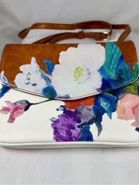 Antik Kraft Brown Floral Crossbody Bag Spring Summer Boho